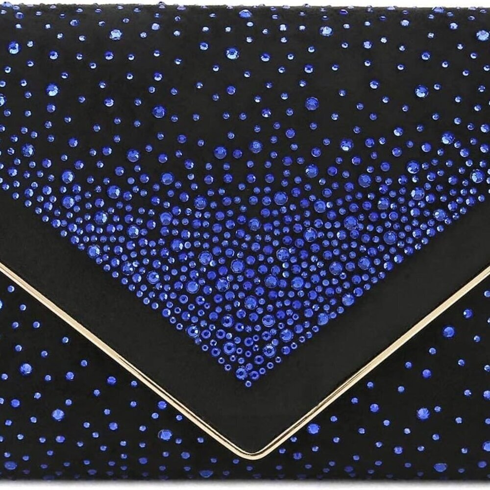Envelope Purse Formal Faux Suede Clutch Rhinestone Evening Bag for Women Party H